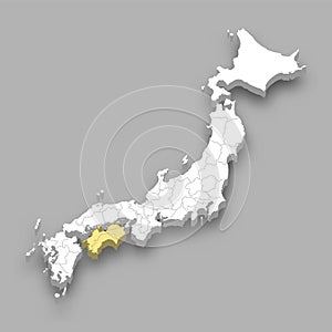 Shikoku region location within Japan map