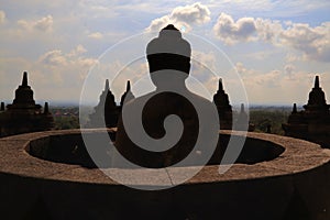 A shilouette of opened stupa photo