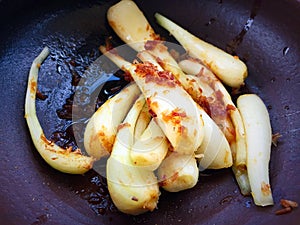 Shima rakyo, island scallions with soy sauce and katsuo bushi