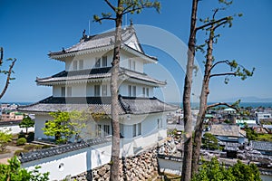 Shimabara Castle with cityscape and sea view, Nagasaki, Japan
