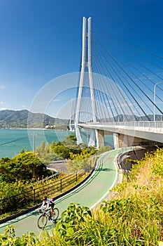 Shimanami kaido cycling route, Japan. Tatara Bridge