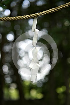 Shimenawa and Shide at Shinto Shrine in Japan