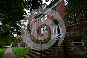 shimer college campus in mount carroll IL hostetter hall entry