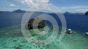 Shimizu Island in Palawan, Sightseeing Place. Tour A in El Nido, Philippines. Beautiful Landscape and Sea in Background