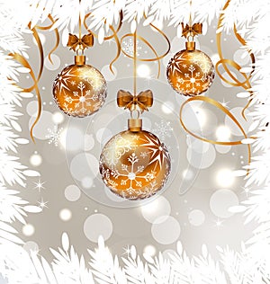 Shimmering background with Christmas balls