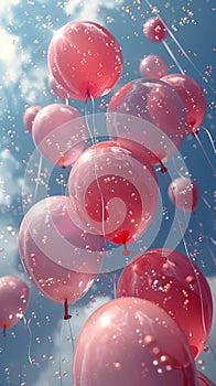 Shimmering balloons floating with celebratory joy.