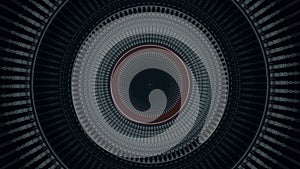 Shimmering colorful rings in pulsating and changing motion, seamless loop. Animation. Abstract shimmering circles