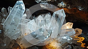 Shimmering Crystal Cave Formation Close-Up