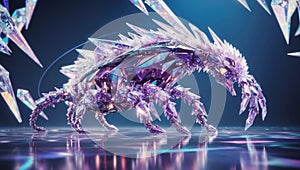 A shimmering glitchy archetypal crystal crawler photo