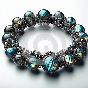 143 47. Shimmering labradorite bracelet with iridescent flashe photo