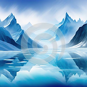 shimmering misty mountains frozen in an abstract futuristic ure isolated on a transparent