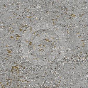 Shimmering pearlescent gray cork wall texture with metallic gold ground and crackle effect