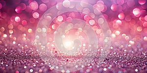 Shimmering pink glitter background with defocused lights and sparkling texture. Generative AI