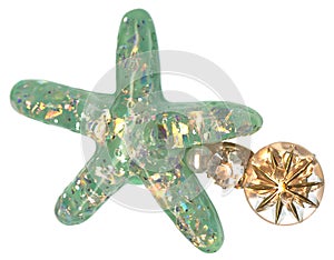 Shimmering Sea Green Starfish Pearl Rhinestone Charm