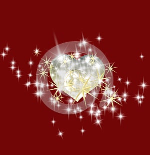 Shimmering and shining gold Valentine`s day heart