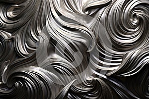 Shimmering silver brushed metal texture with intricate swirls and loops, perfect for a futuristic wallpaper