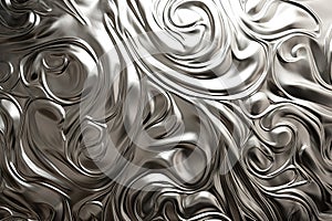 Shimmering silver brushed metal texture with intricate swirls and loops, perfect for a futuristic wallpaper