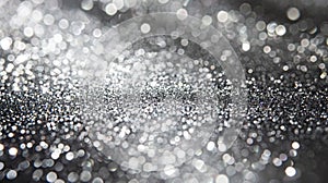 Shimmering silver glitter background with sparkling light reflections, perfect for luxurious gift wrap