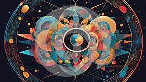 A shimmering web of intersecting lines and shapes, the abstract geometric pattern