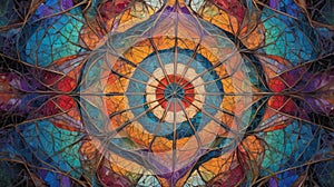 A shimmering web of intersecting lines and shapes, the abstract geometric pattern