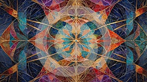 A shimmering web of intersecting lines and shapes, the abstract geometric pattern