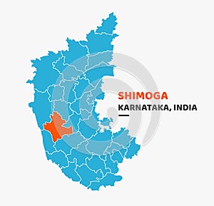 Shimoga District Highlighted on Karnataka State Map