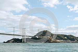 Shimonoseki Kanmon bridge and Kitakyushu Moji in Yamaguchi, Japan