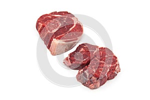 Shin of beef meat isolated on a white studio background,