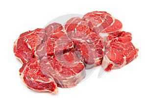 Shin of beef meat isolated on a white studio background,