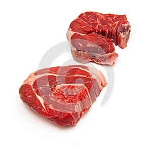 Shin of beef meat isolated on a white studio background,