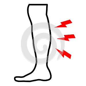 Shin hurts icon on white background. flat style. body pain symbol. shin pain sign