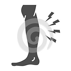 Shin hurts solid icon, Body pain concept, Shin pain sign on white background, leg injured in shin area icon in glyph