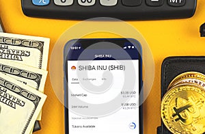 SHINA INU canine crypto currency coin, online banking, trade and exchange crypto currency, virtual money concept