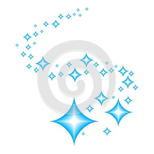Shine. Blue stars of brilliance and radiance of cleanliness and freshness. Cleaning, fresh and hygiene. Sign symbol