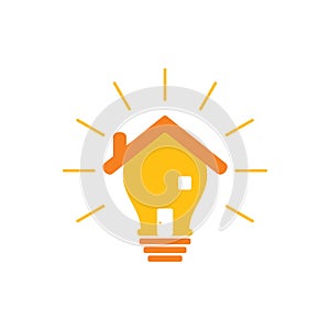 Shine home house light bulb design symbol vector
