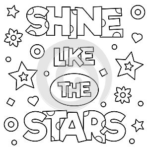 Shine like the stars. Coloring page. Vector illustration.