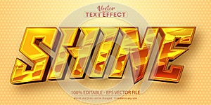 Shine text, shiny orange chrome color style editable text effect