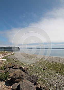 Shine Tidelands State Park shoreline of Bywater Bay near Port Ludlow in the Puget Sound in Washington State