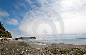 Shine Tidelands State Park shoreline of Bywater Bay near Port Ludlow in the Puget Sound in Washington State