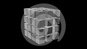 3d geometry techno cubes. Chrome box . 3d render illustration view 3 photo