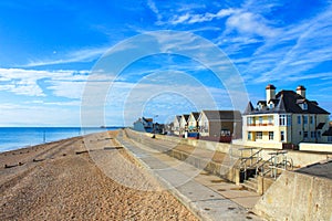 Shingle beach of Deal town low tide Kent England