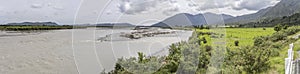 Shingle shoals at river Wanganui, near Harihari, West Coast, New Zealand