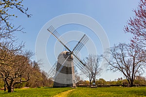 Shingled smock windmill at the Prescott Farm historic site
