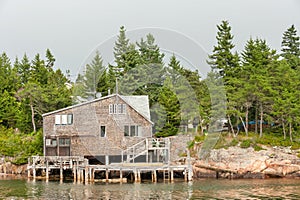 Shingled waterfront house