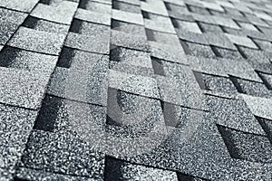 shingles flat polymeric roof-tiles background, close-up view