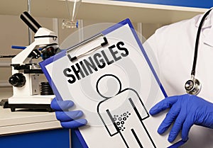 Shingles rash diagnosis is shown using the text. Consequences of Herpes zoster