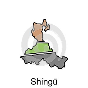 Shingu vector world map City illustration. Isolated on white background, for business