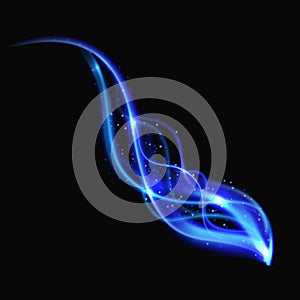 Shining abstract blue light waves vector background