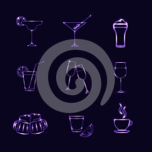 Shining drinks vector icons