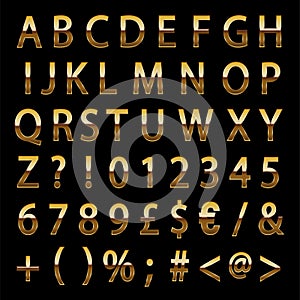 Shining Gold Alphabet vector Letters and numbers instant Download